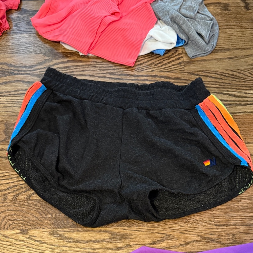 Aviator Nation women’s striped sweat shorts